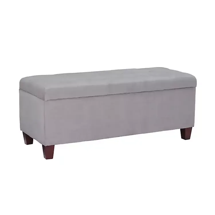 Kirklands Home Amelia Tufted Shoe Storage Ottoman Bench Gray Sale