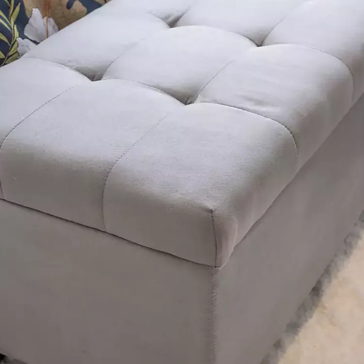Kirklands Home Amelia Tufted Shoe Storage Ottoman Bench Gray Sale