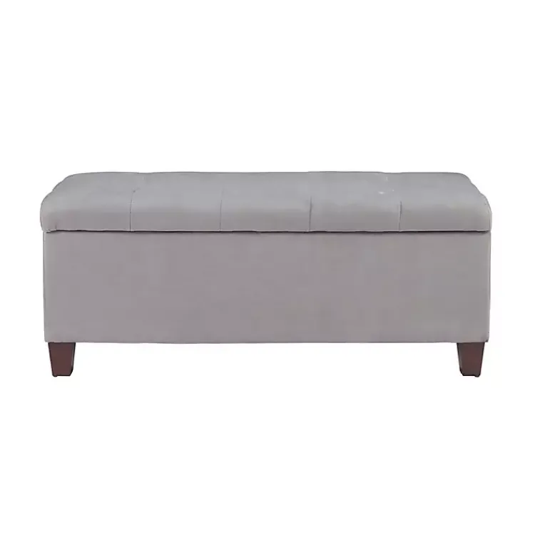 Kirklands Home Amelia Tufted Shoe Storage Ottoman Bench Gray Sale
