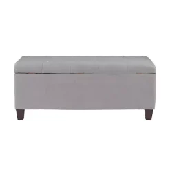 Kirklands Home Amelia Tufted Shoe Storage Ottoman Bench Gray Sale