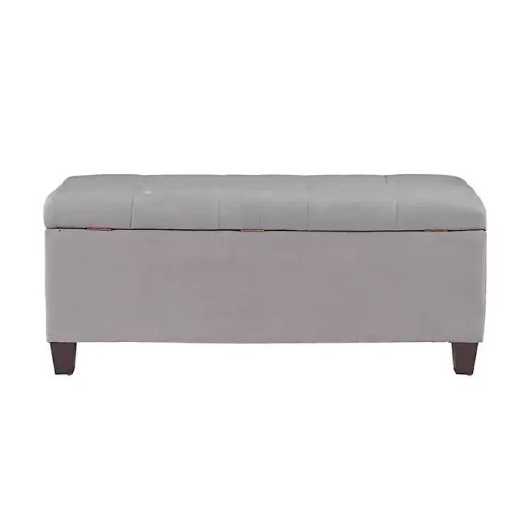 Kirklands Home Amelia Tufted Shoe Storage Ottoman Bench Gray Sale