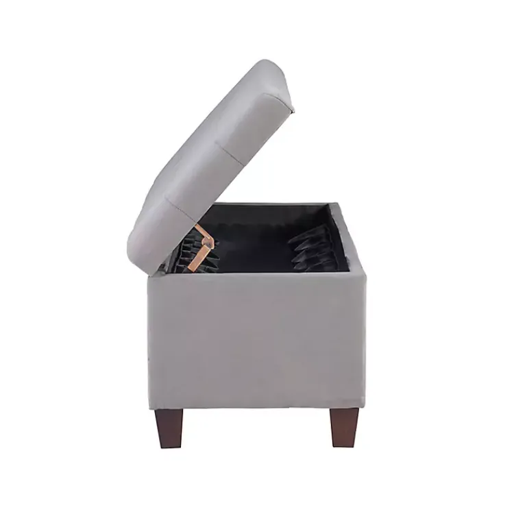 Kirklands Home Amelia Tufted Shoe Storage Ottoman Bench Gray Sale