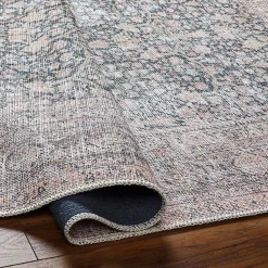 Kirklands Home Amelie Black Traditional Washable Area Rug, 6x9 Clearance