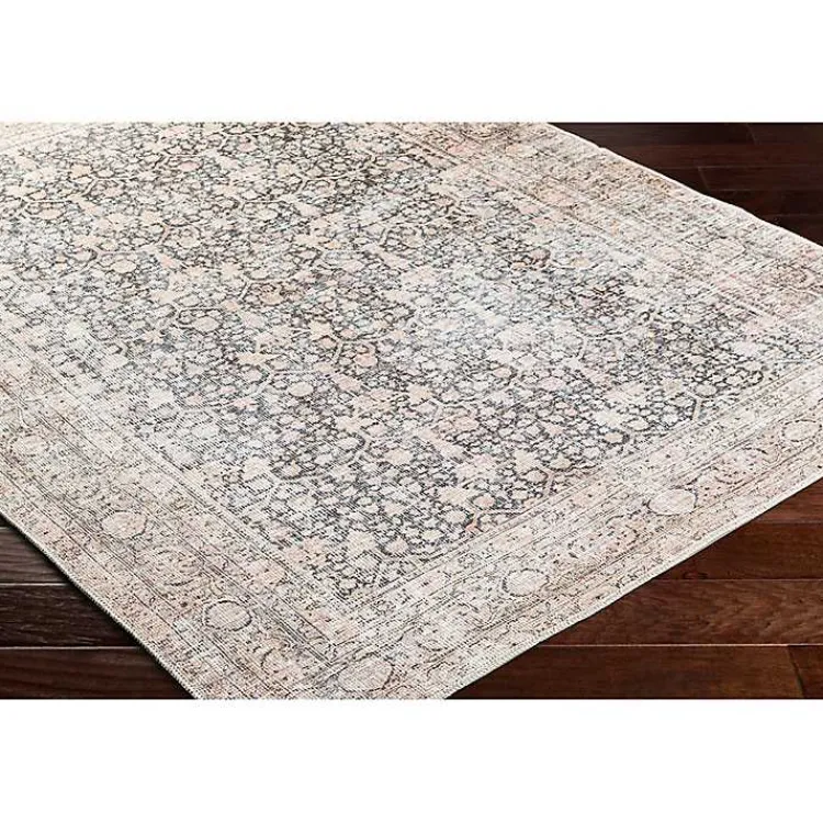Kirklands Home Amelie Black Traditional Washable Area Rug, 7x10 New