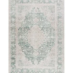 Kirklands Home Amelie Green Traditional Washable Area Rug, 6x9 Clearance