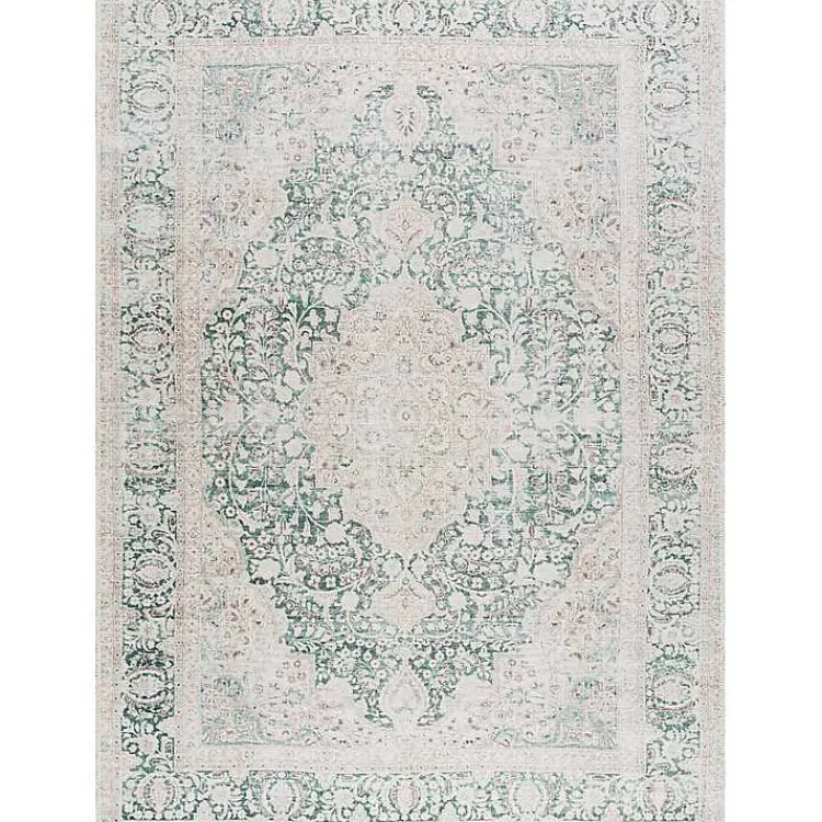 Kirklands Home Amelie Green Traditional Washable Area Rug, 7x10