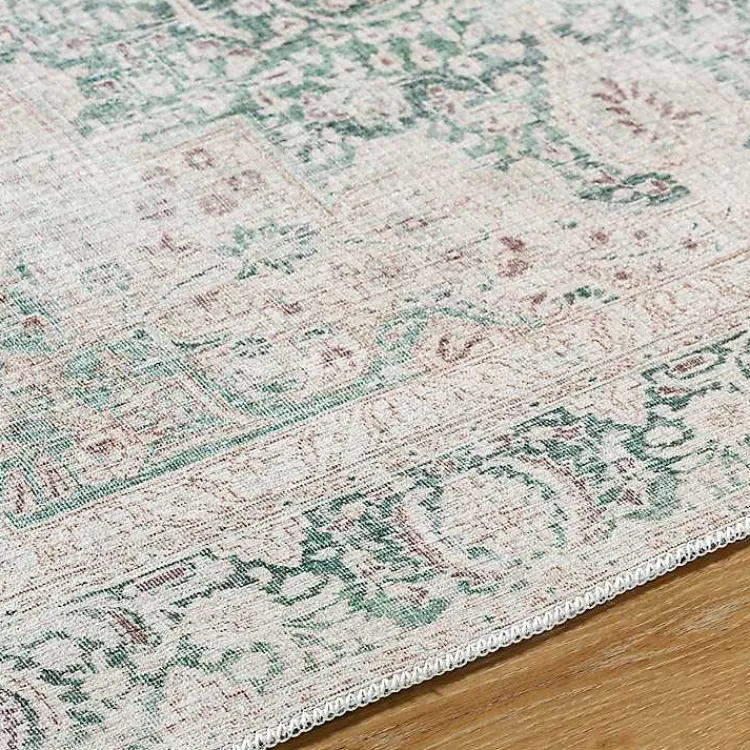 Kirklands Home Amelie Green Traditional Washable Area Rug, 7x10