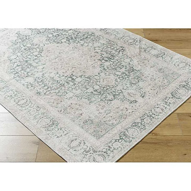 Kirklands Home Amelie Green Traditional Washable Area Rug, 7x10