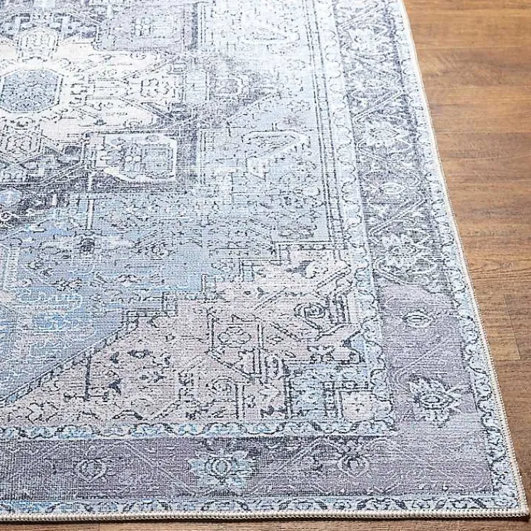 Kirklands Home Amelie Silver Classic Washable Area Rug, 5x7 Blue Outlet