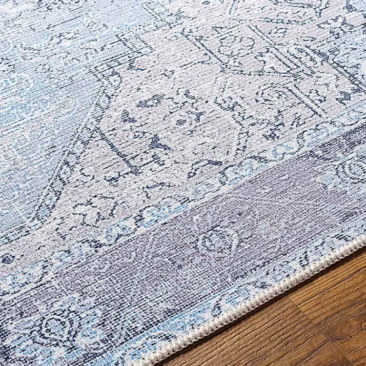 Kirklands Home Amelie Silver Classic Washable Area Rug, 5x7 Blue Outlet