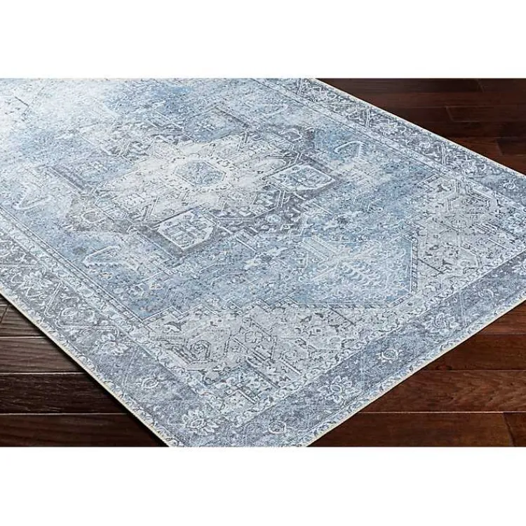 Kirklands Home Amelie Silver Classic Washable Area Rug, 5x7 Blue Outlet