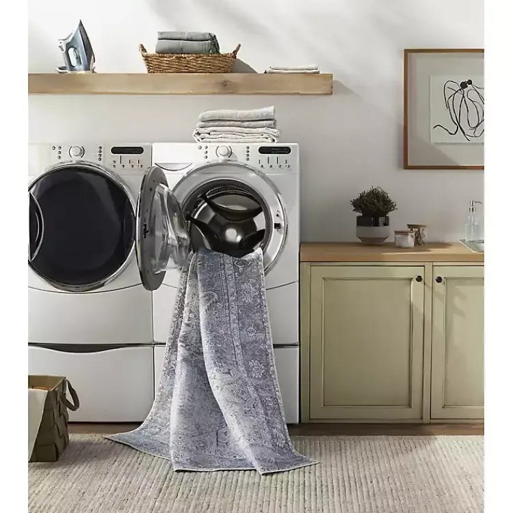 Kirklands Home Amelie Silver Classic Washable Area Rug, 8x12 Blue Sale
