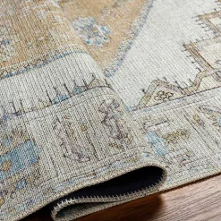 Kirklands Home Amelie Yellow Traditional Washable Area Rug, 7x10 Clearance