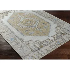Kirklands Home Amelie Yellow Traditional Washable Area Rug, 7x10 Clearance