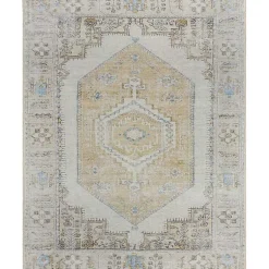 Kirklands Home Amelie Yellow Traditional Washable Area Rug, 8x12 Online