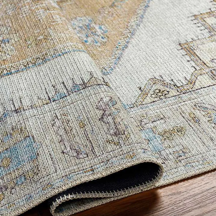Kirklands Home Amelie Yellow Traditional Washable Area Rug, 8x12 Online