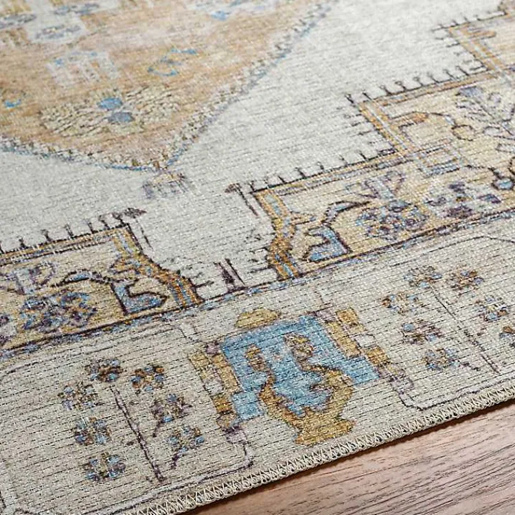 Kirklands Home Amelie Yellow Traditional Washable Area Rug, 8x12 Online