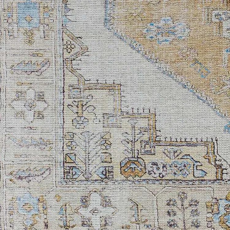 Kirklands Home Amelie Yellow Traditional Washable Area Rug, 8x12 Online