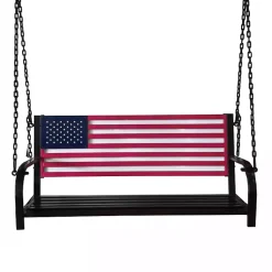 Kirklands Home American Flag Metal Bench Swing Multi Best