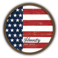 Kirklands Home American Flag Personalized Brown Frame Wall Plaque Clearance