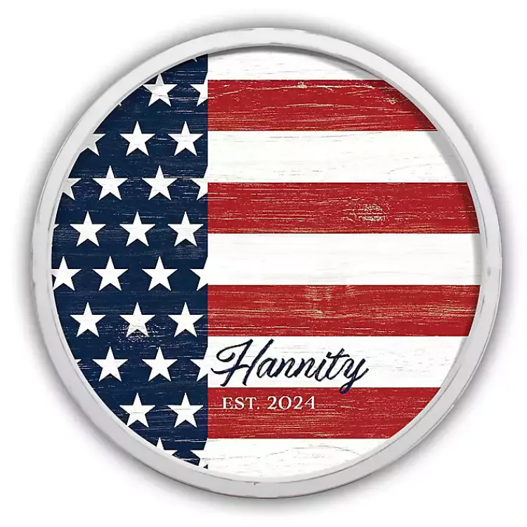 Kirklands Home American Flag Personalized White Frame Wall Plaque Clearance