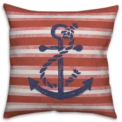 Kirklands Home Anchor and Red Stripes Indoor/Outdoor Pillow Clearance