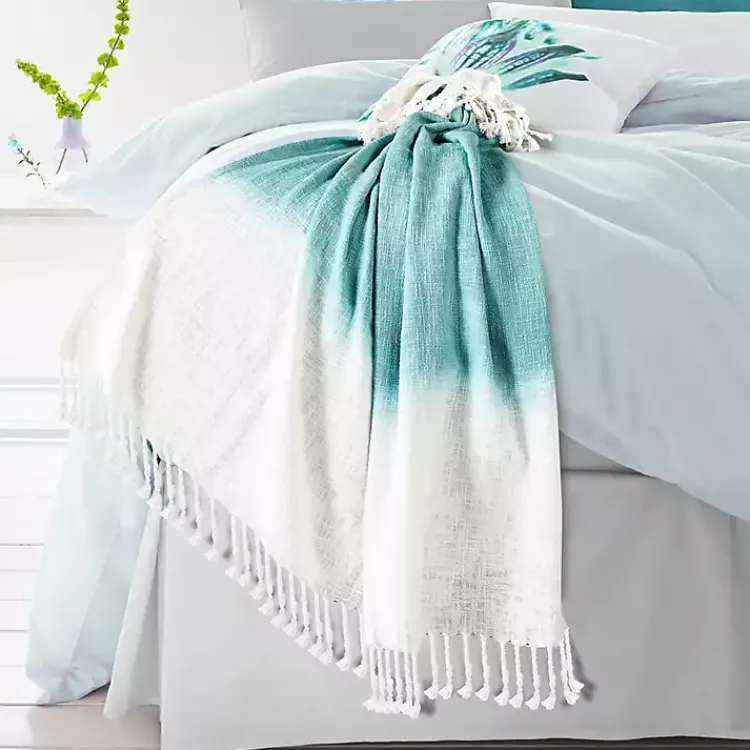 Blankets & Throws>Kirklands Home Angel Blue Shibori Slab Fringe Throw