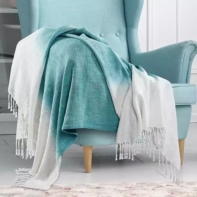 Blankets & Throws>Kirklands Home Angel Blue Shibori Slab Fringe Throw