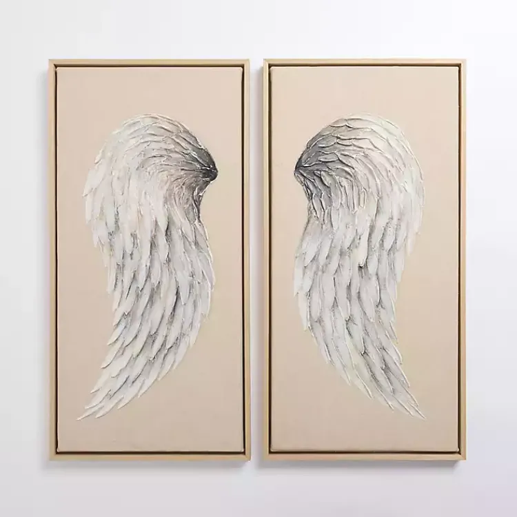 Kirklands Home Angel Wings Framed Canvas Art Prints, Set of 2 Clearance