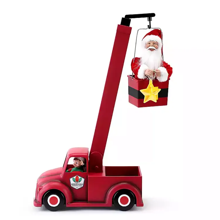 Christmas Decorations>Kirklands Home Animated Musical Santa's Cherry Picker Red