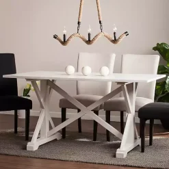 Kirklands Home Annalise Distressed Farmhouse Dining Table White New