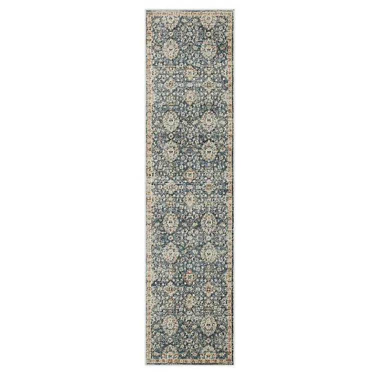 Kirklands Home Anthracite Granary Floral Runner, 2x10 Blue Online