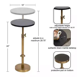 Kirklands Home Antique Brass and Marble Adjustable Table Black Hot