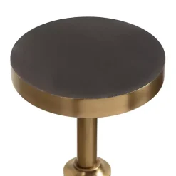 Kirklands Home Antique Brass and Marble Adjustable Table Black Hot