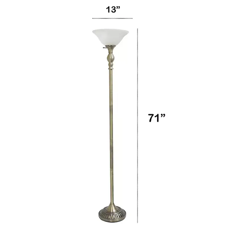 Kirklands Home Antique Brass and Marbleized Glass Torchiere Gray Discount
