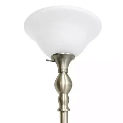 Kirklands Home Antique Brass and Marbleized Glass Torchiere Gray Discount