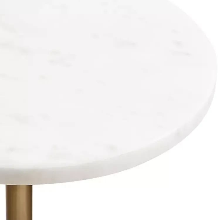 Kirklands Home Antique Brass and Marble Adjustable Table White Outlet
