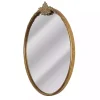 Kirklands Home Antique Brass Metal Ornate Round Mirror New