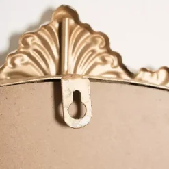Kirklands Home Antique Brass Metal Ornate Round Mirror New