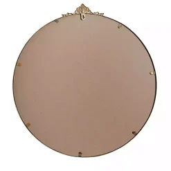 Kirklands Home Antique Brass Metal Ornate Round Mirror New