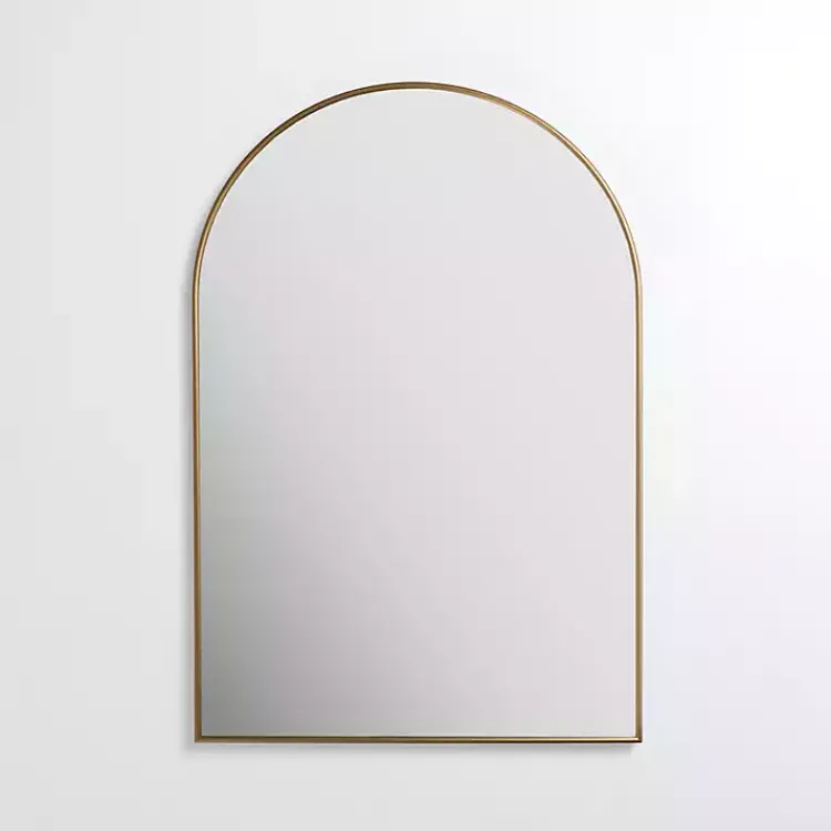 Kirklands Home Antique Brass Nouveau Linear Arch Mirror Gold New