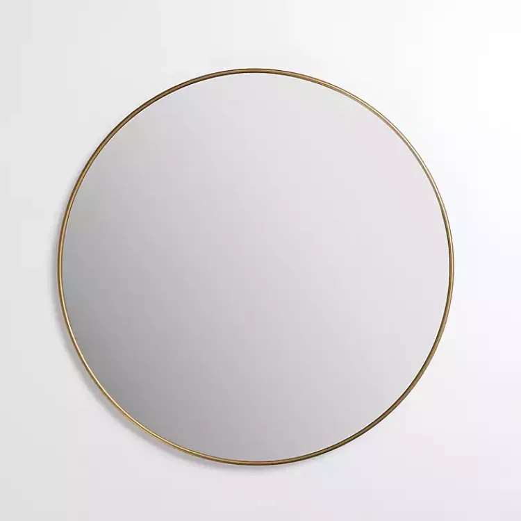 Kirklands Home Antique Brass Nouveau Linear Round Mirror Gold Discount