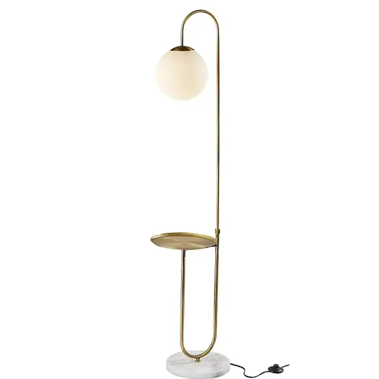 Kirklands Home Antique Brass Side Table Floor Lamp White Sale