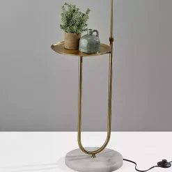 Kirklands Home Antique Brass Side Table Floor Lamp White Sale
