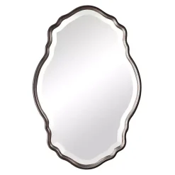 Kirklands Home Antique Bronze and Silver Curved Wooden Mirror Best