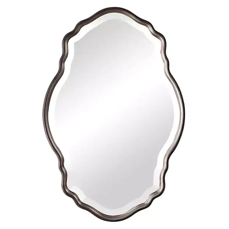 Kirklands Home Antique Bronze and Silver Curved Wooden Mirror Best