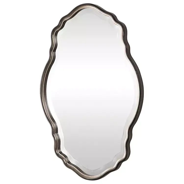 Kirklands Home Antique Bronze and Silver Curved Wooden Mirror Best
