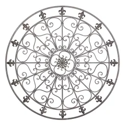 Kirklands Home Antique Fleur-de-Lis Medallion Metal Wall Plaque Black Sale