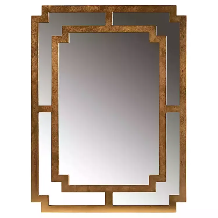 Kirklands Home Antique Gold Geometric Overlay Wall Mirror Outlet
