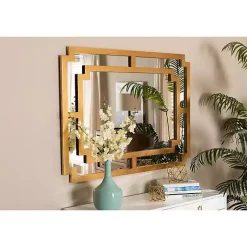 Kirklands Home Antique Gold Geometric Overlay Wall Mirror Outlet